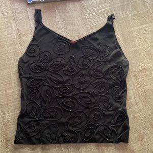 Womens beaded knit tank in black
